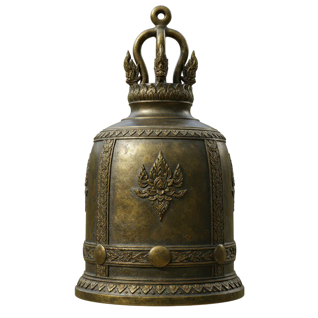 Antique Temple Bell with Ornate Detailing – Indian Spiritual Decor Element