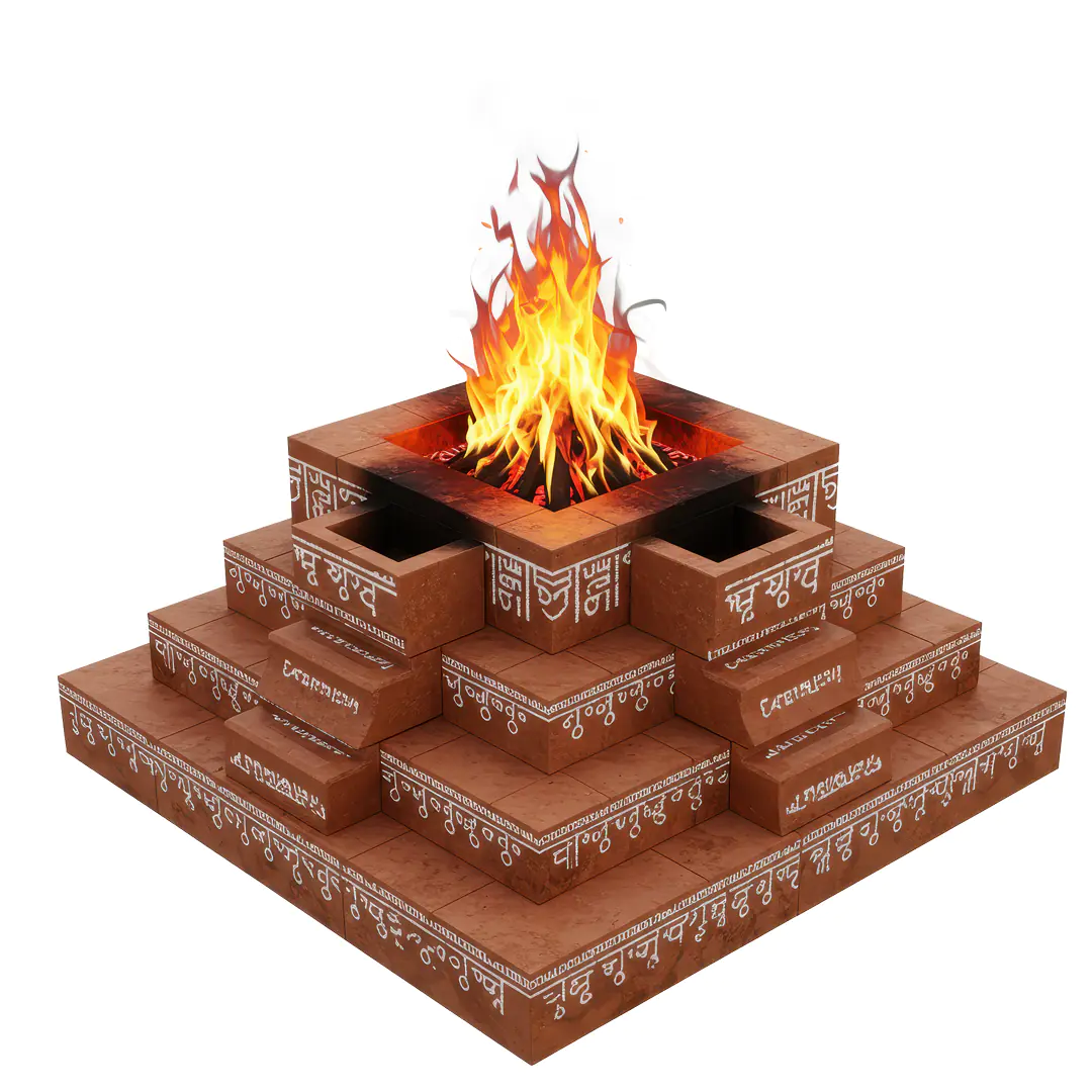 Traditional Havan Kund with Sacred Fire – Indian Ritual PNG on Transparent Background