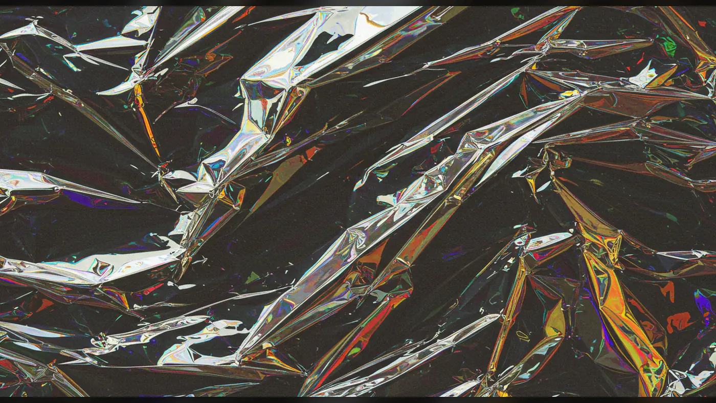 Glossy Black Crumpled Plastic Texture for Dark-Themed Visual Designs