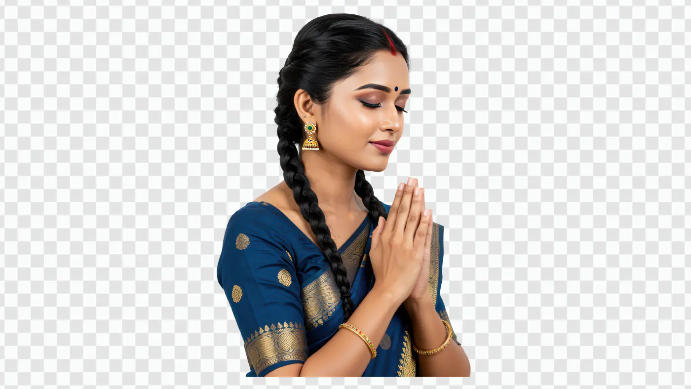 Traditional Indian Woman in Prayer Pose