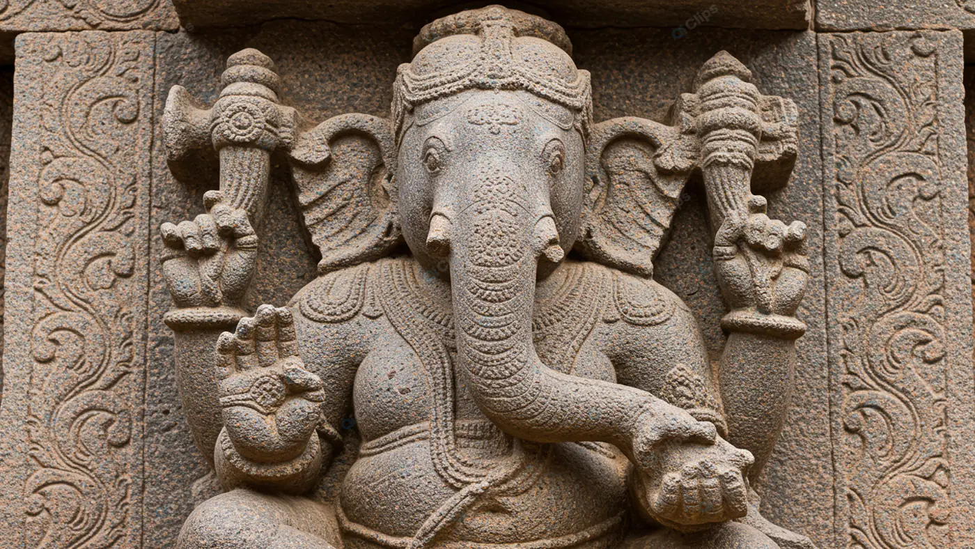 Ancient Stone Ganesha Carving