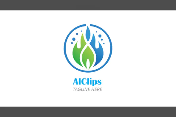 Eco Flame and Water Drop Logo in Blue and Green for Nature and Energy Brands