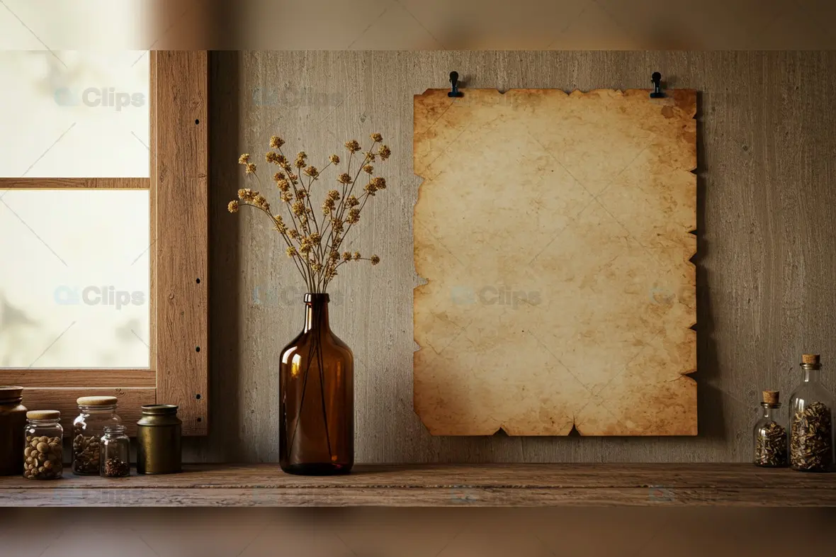 Rustic Vintage Paper and Dried Flowers Arrangement
