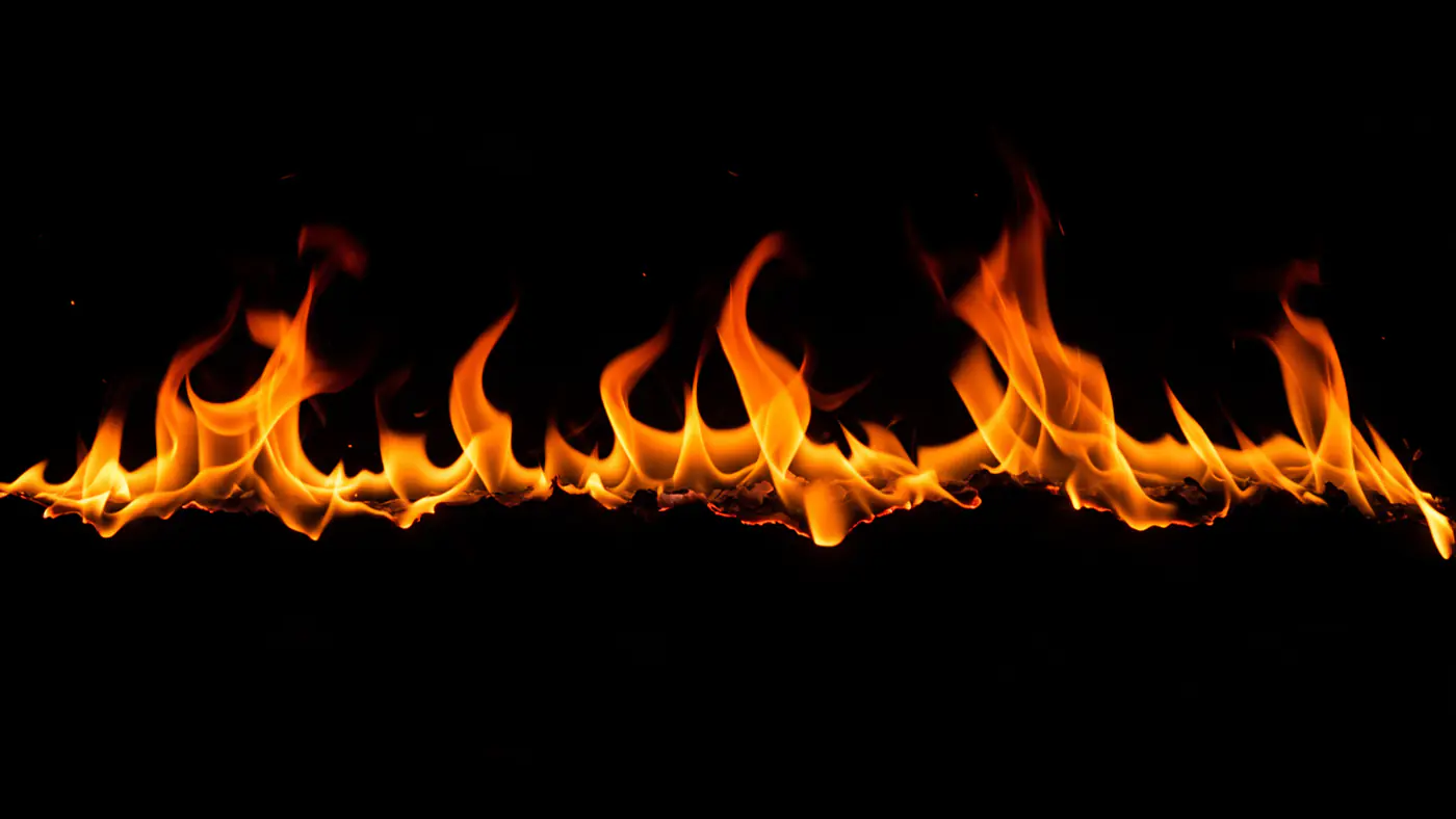 Sharp Rising Flame  on Black Background