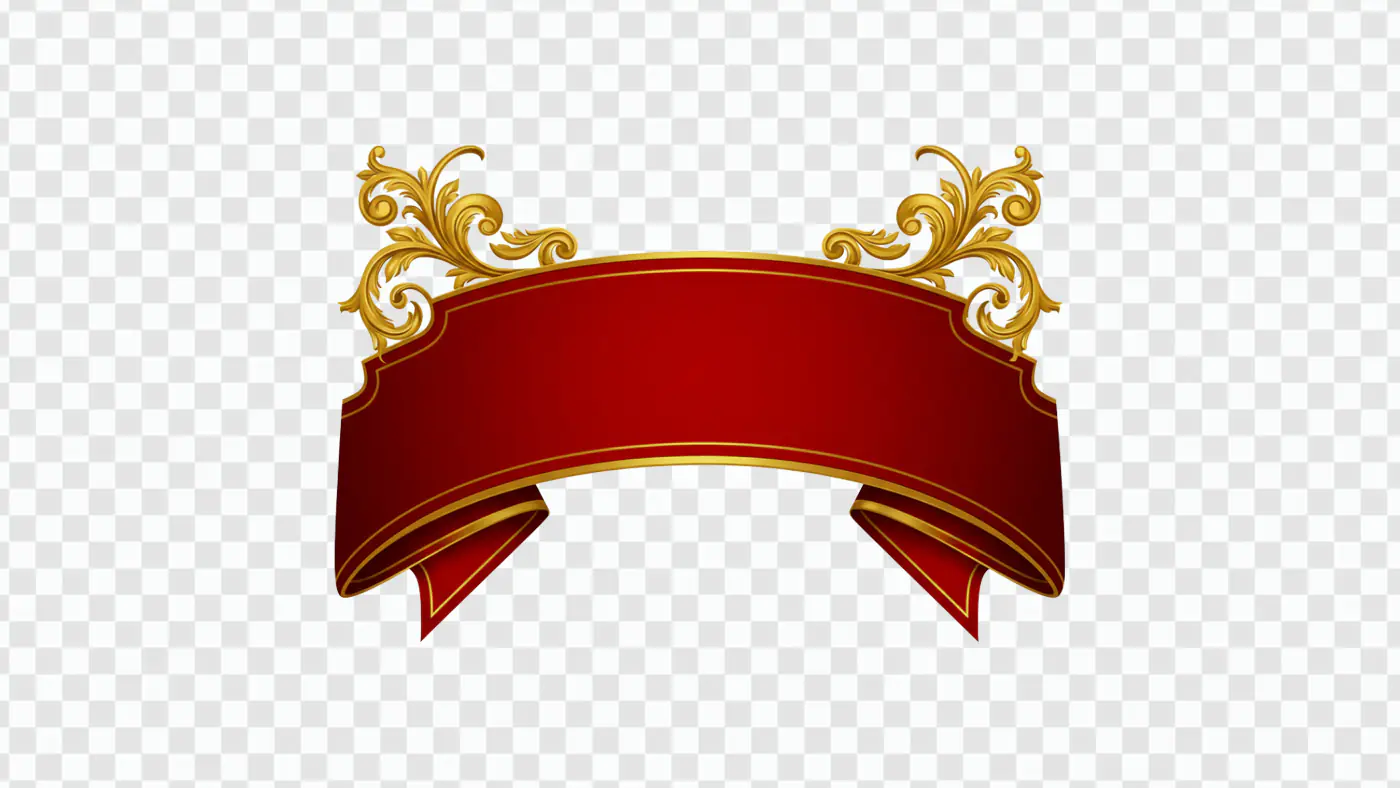 Elegant Red and Gold Banner PNG Clipart for Invitations and Labels