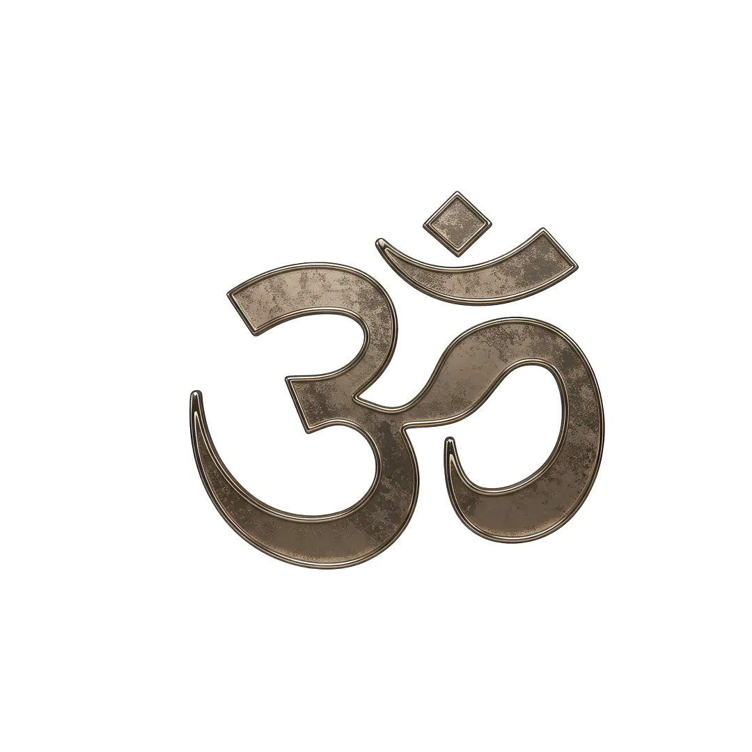 Rustic Bronze Om Symbol PNG – Indian Spiritual Design with Transparent Background