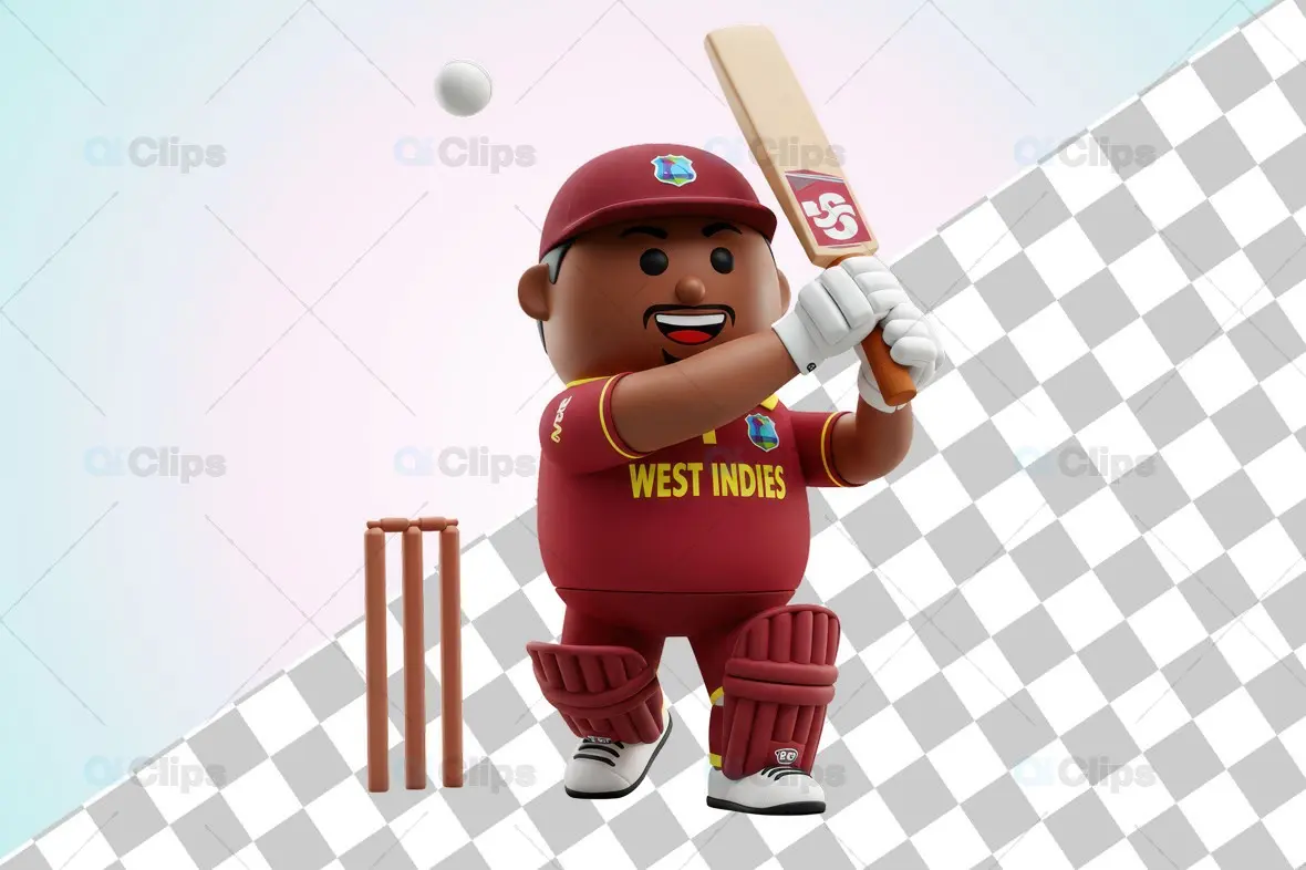 West Indies Cricket Player 3D Illustration