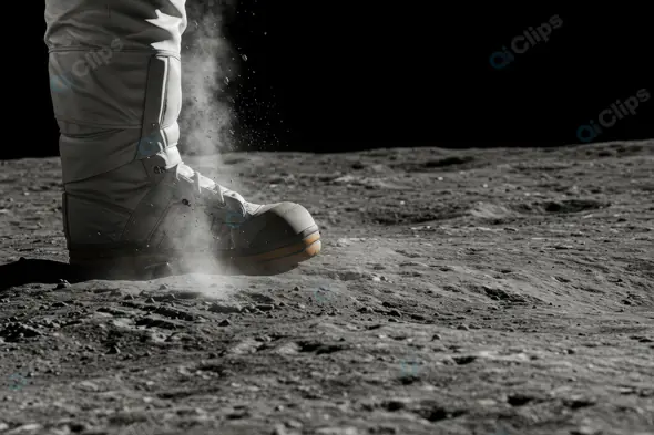 Astronaut Footprint Touching Lunar Surface