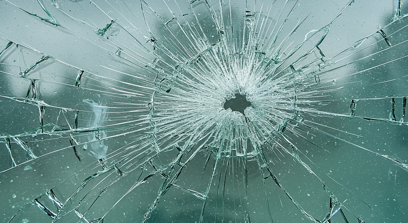 Realistic Broken Glass Texture with Blue-Green Backdrop
