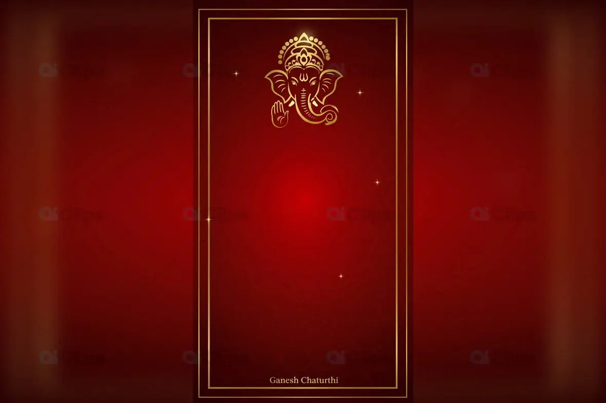 Ganesh Chaturthi Red and Gold Frame Template