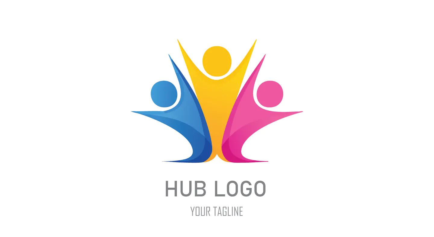 Colorful Community Hub Logo Design with Abstract Human Figures