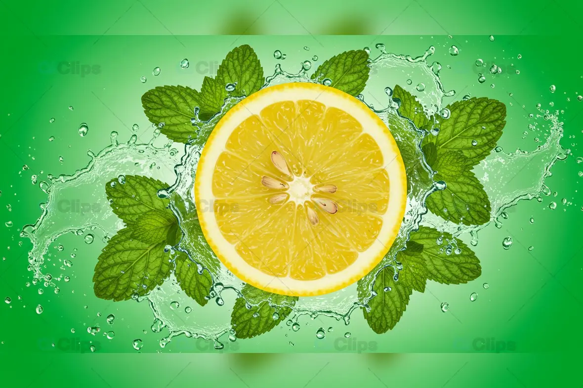 Vibrant Lemon and Mint Splash Stock Image for Creatives