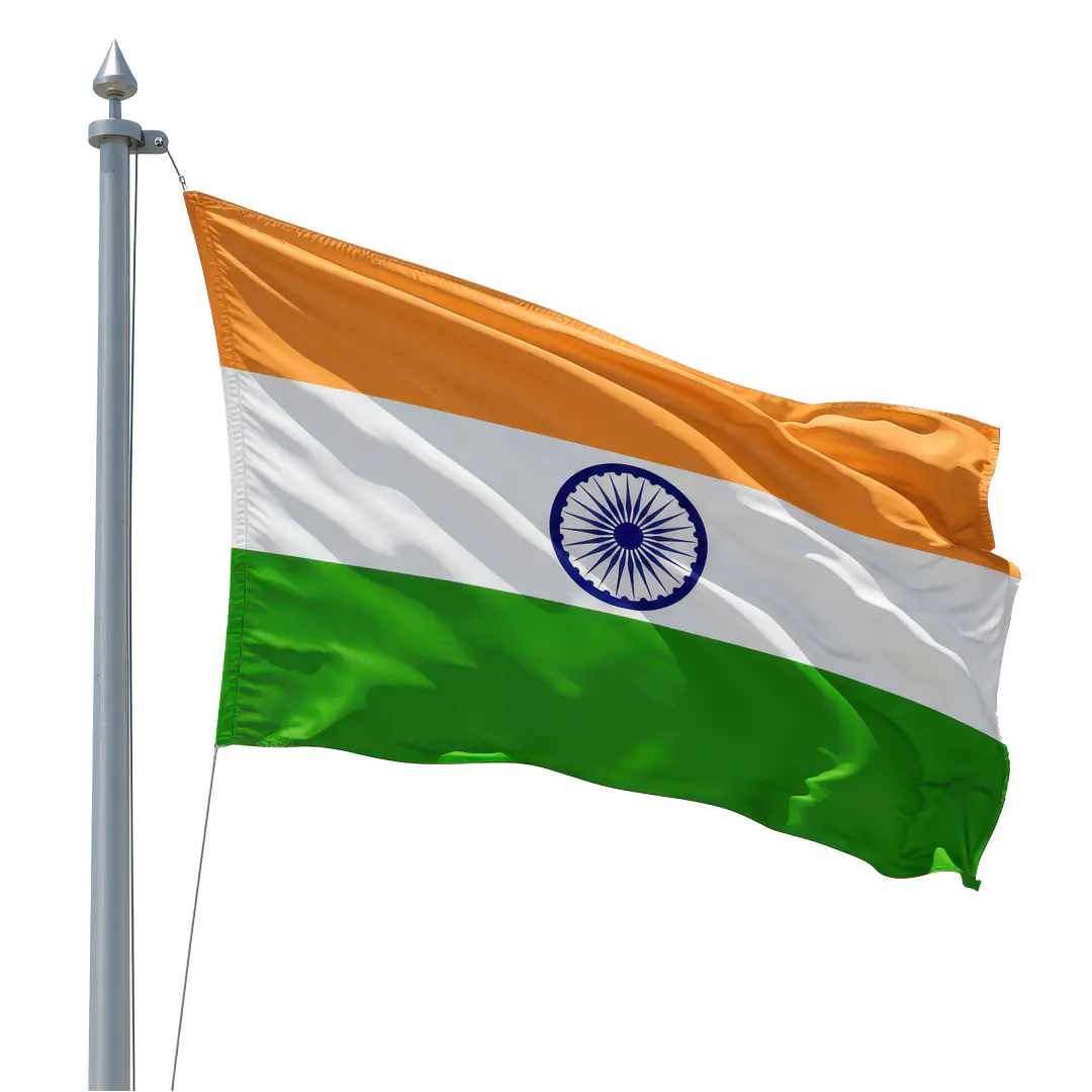 Indian Flag PNG with Pole – Tricolor Waving Transparent Clipart