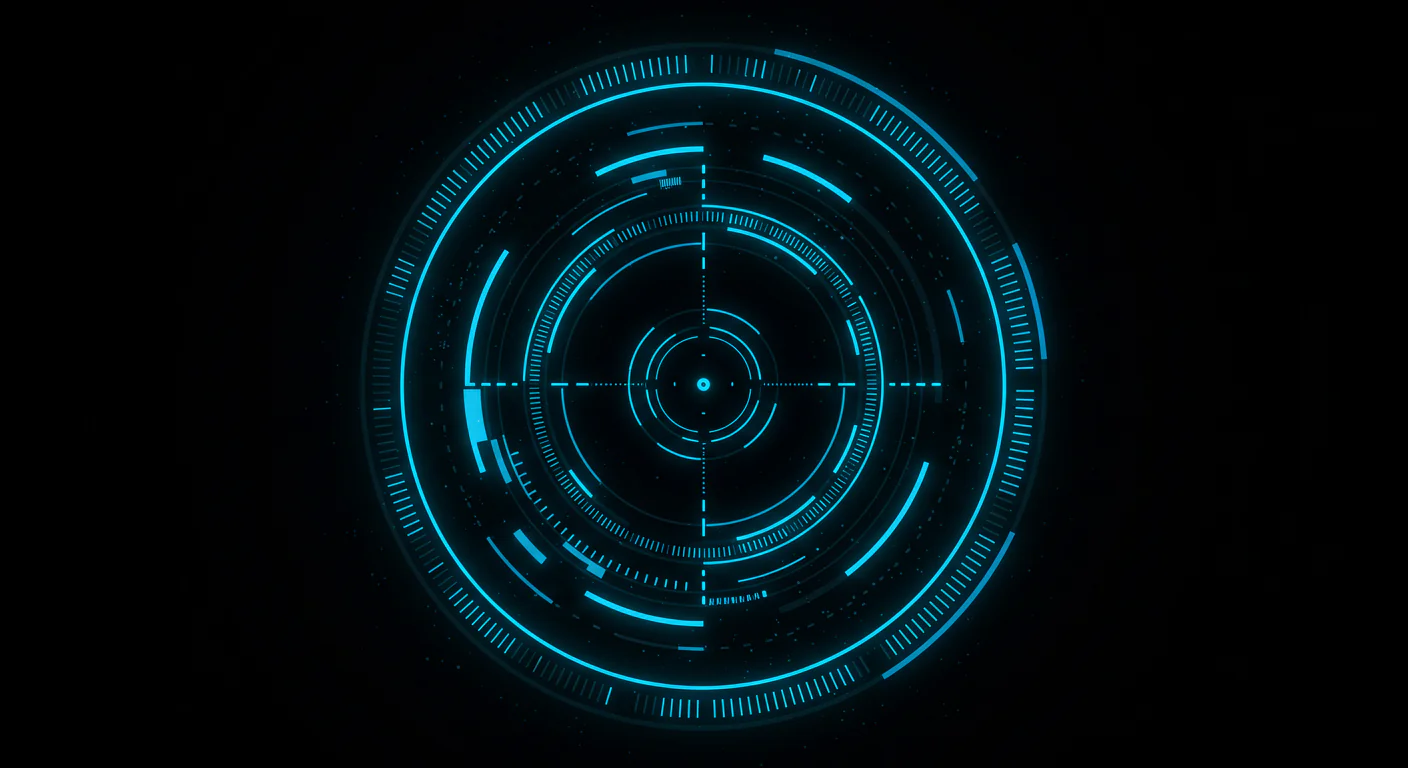 Advanced Futuristic Target HUD Circle Design in Neon Blue