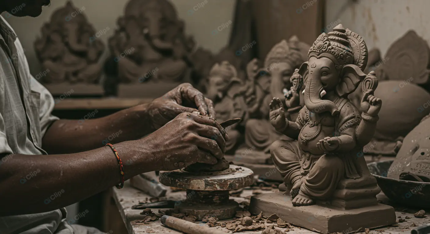 Artisan Crafting Clay Ganesha