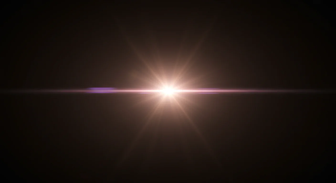 Bright White-Pink Lens Flare with Horizontal Glow and Subtle Burn