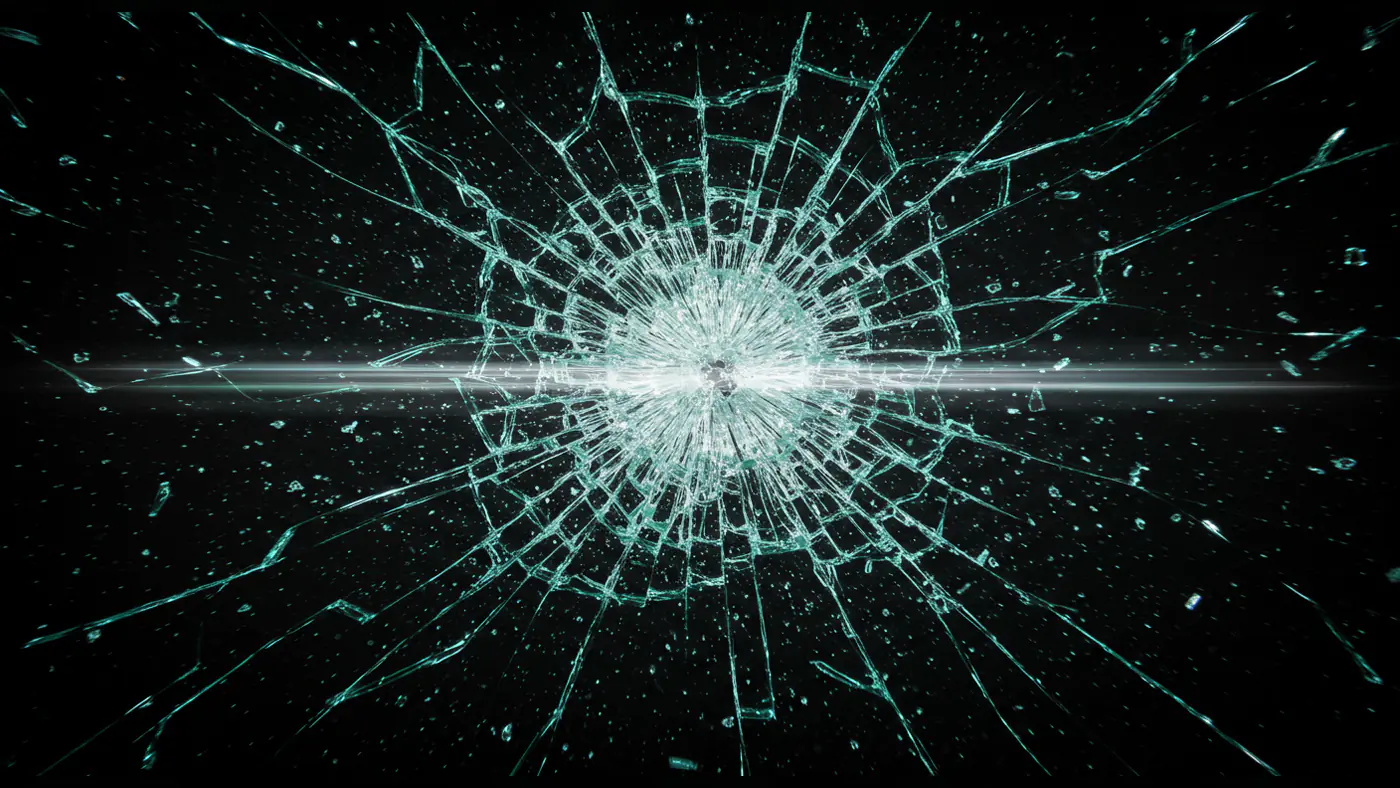 High-Impact Broken Glass Texture with Horizontal Light Burst