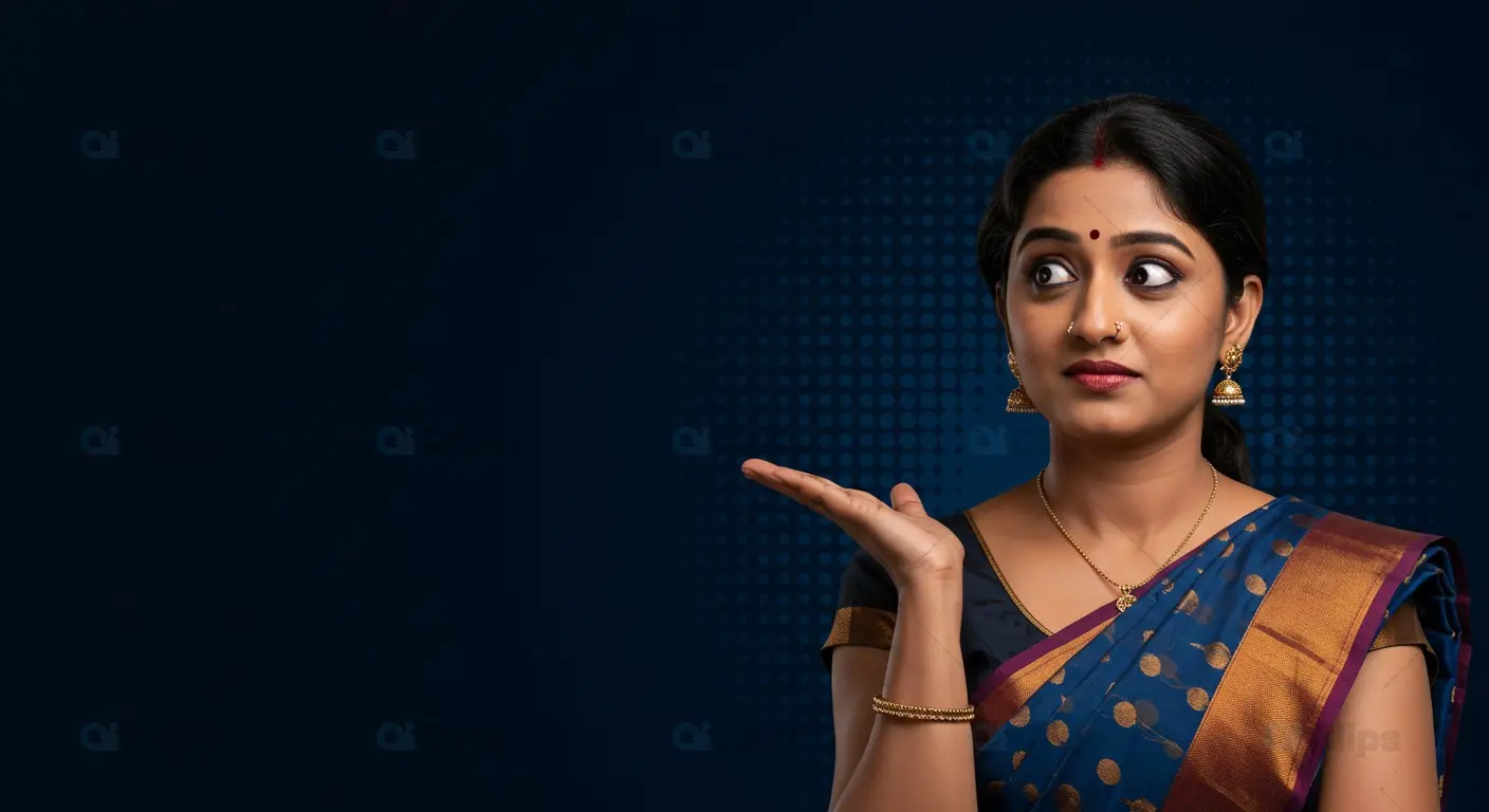 Traditional Indian Woman in Saree with Curious Expression