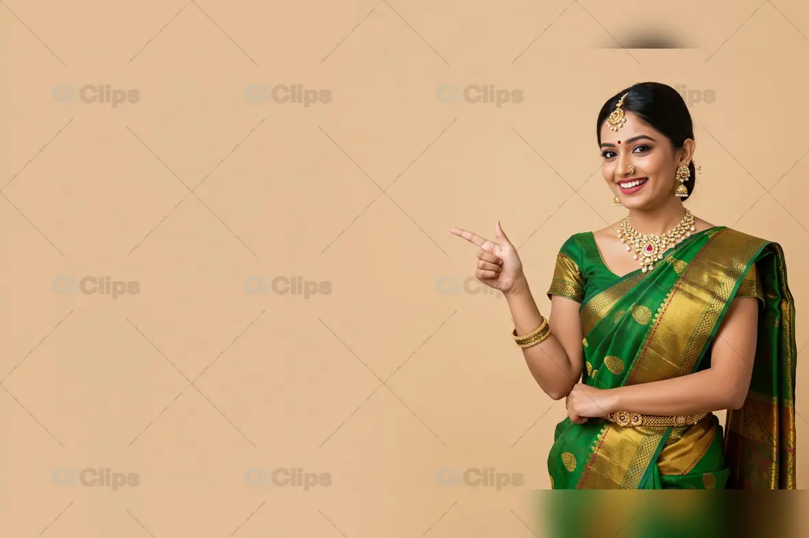 Traditional Portrait in Verdant Saree Elegance