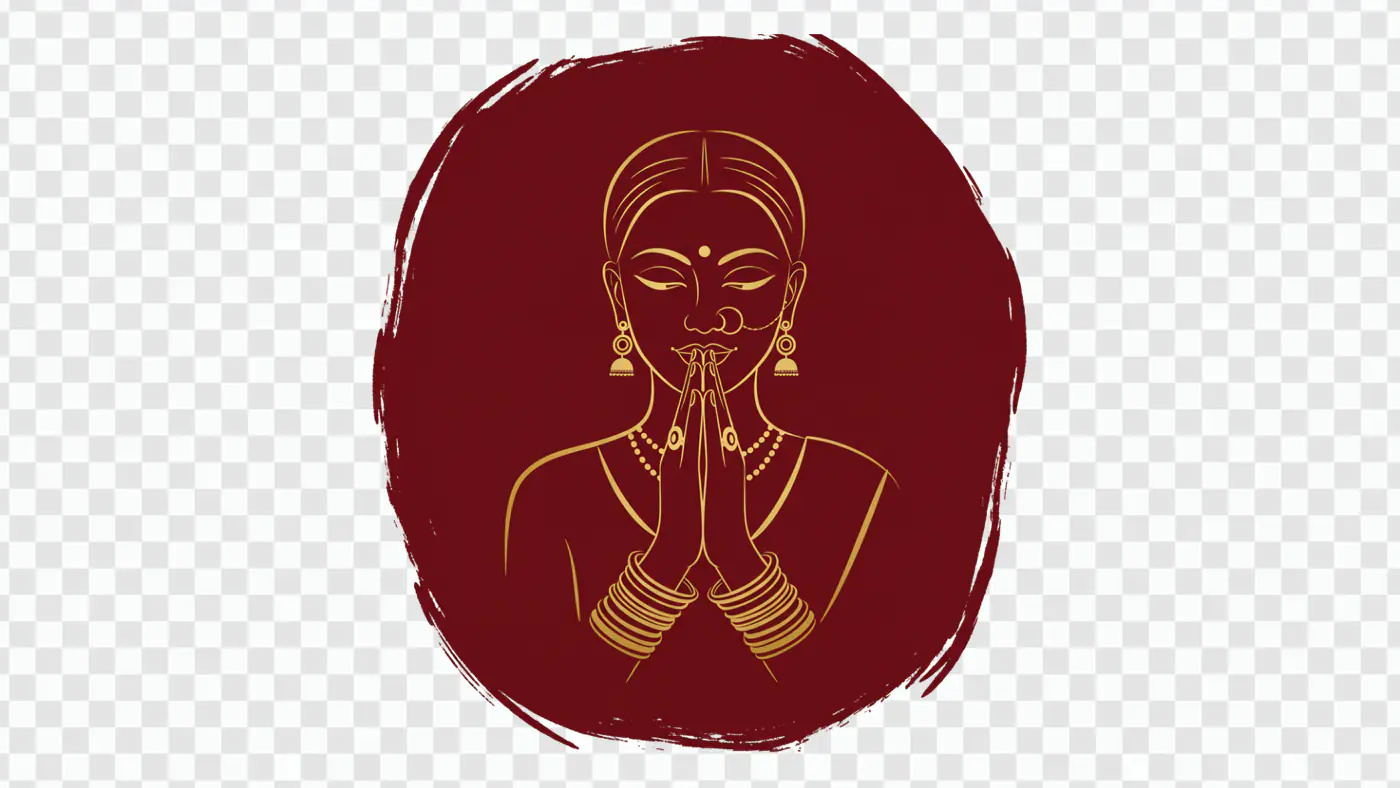 Indian Woman Namaste PNG Clipart for Cultural and Hospitality Designs