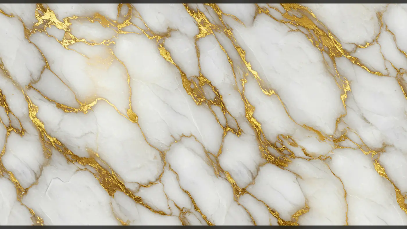 Elegant White Marble Texture with Rich Golden Veins for Luxury Designs