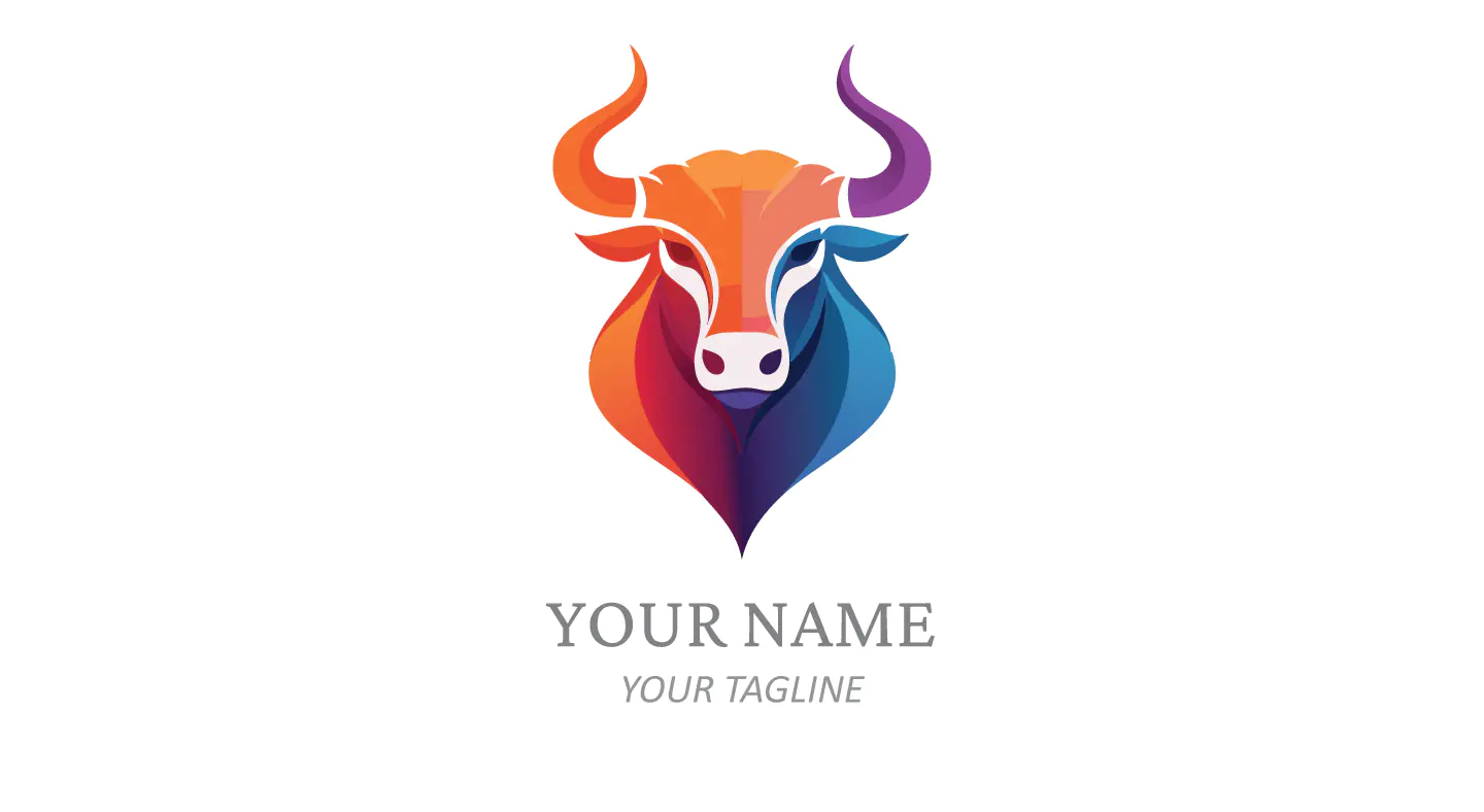 Colorful Bull Head Logo Design with Gradient Horns for Modern Branding