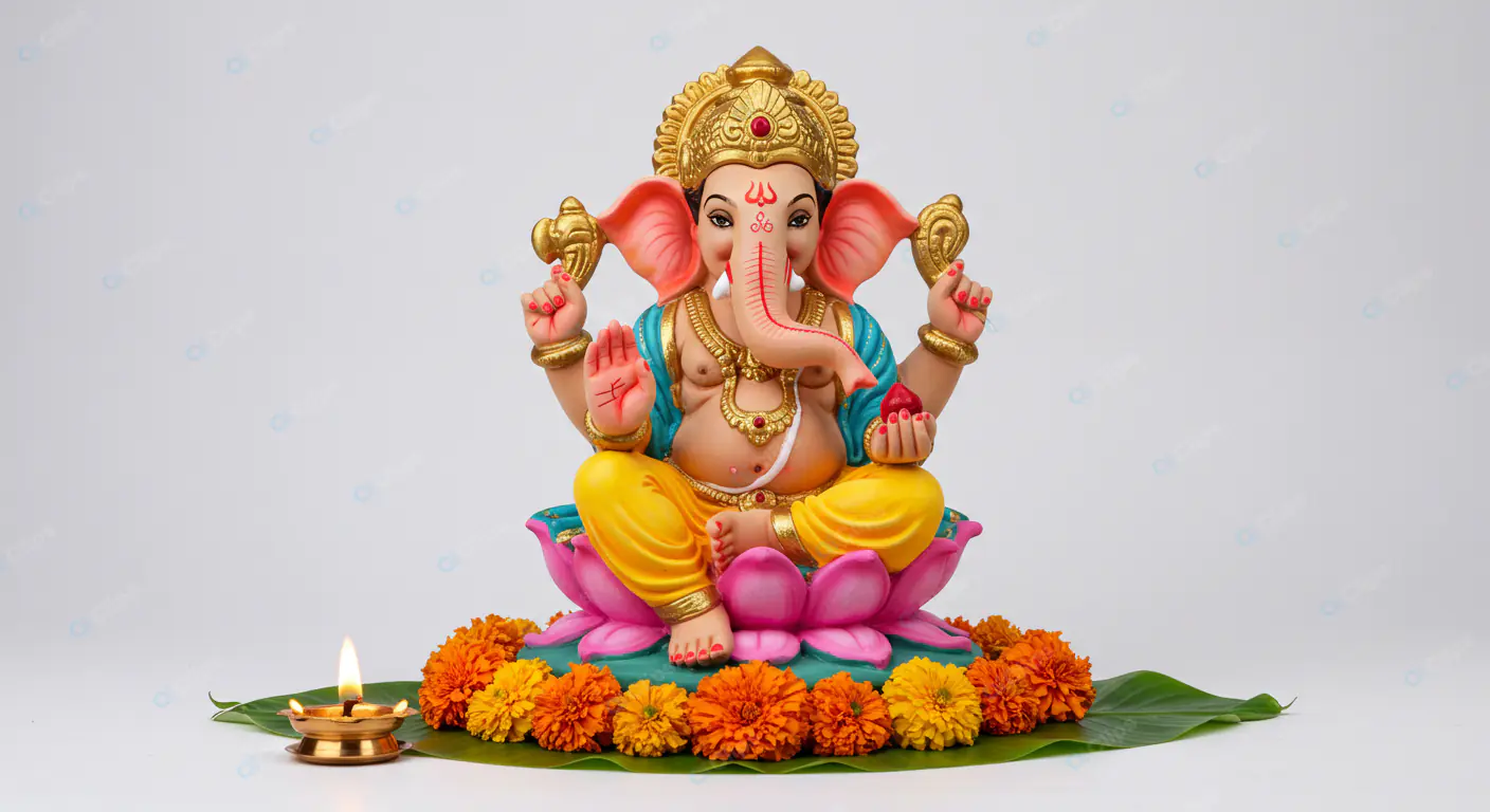 Colorful Ganesha Idol on Lotus