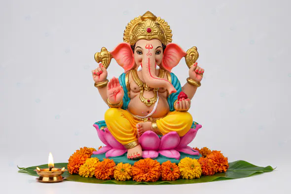 Colorful Ganesha Idol on Lotus