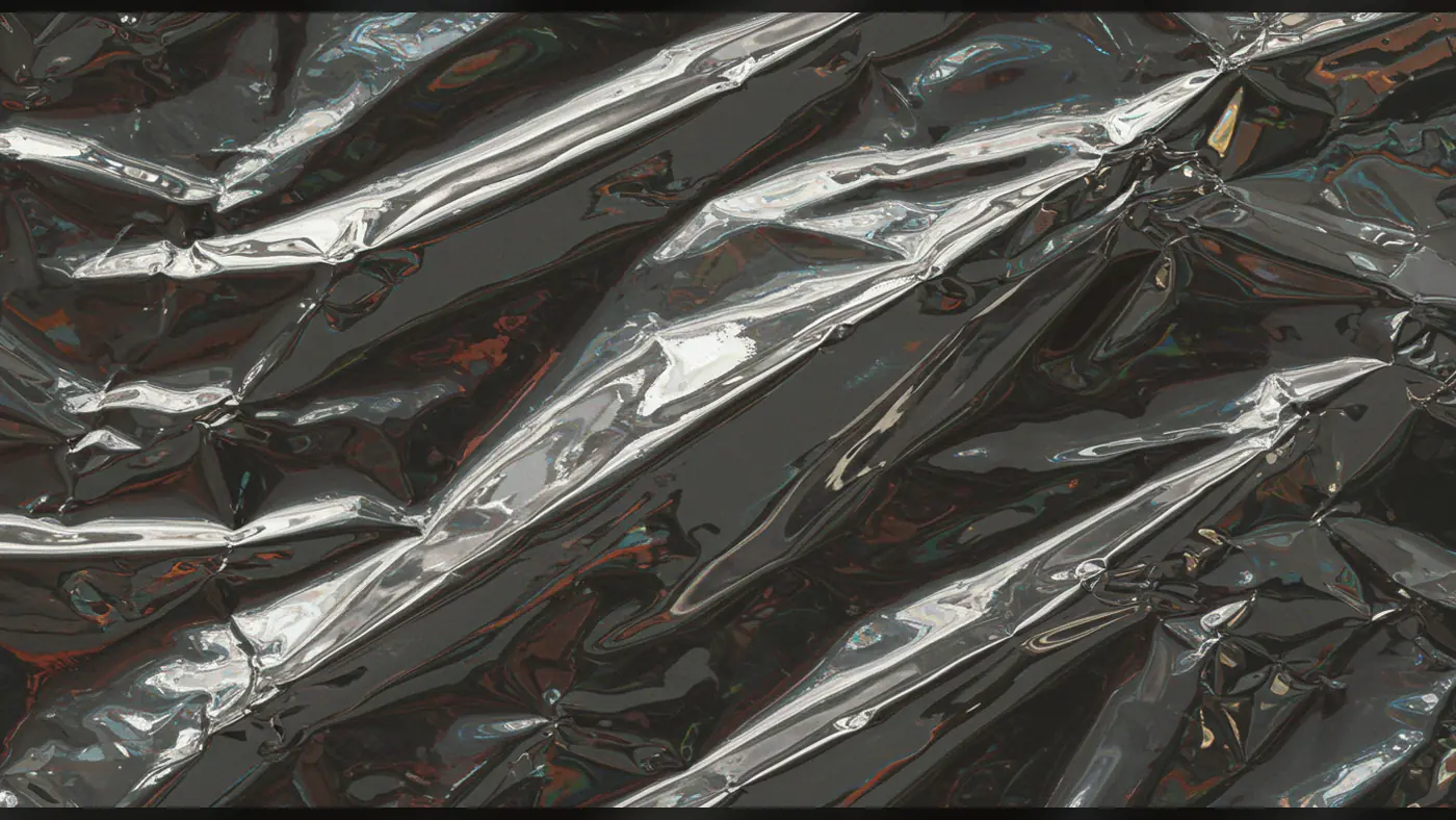 Dark Reflective Crinkled Foil Texture
