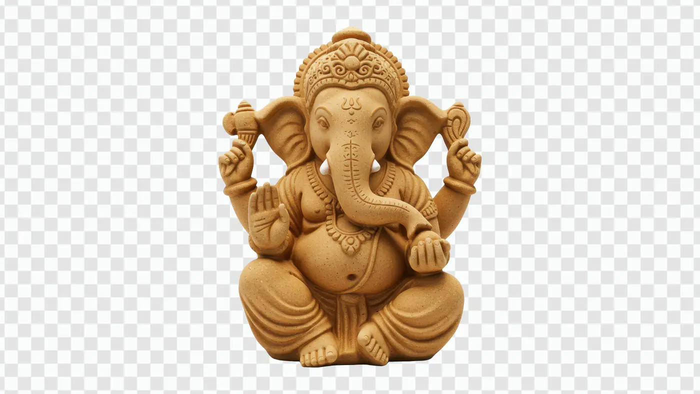 Lord Ganesha Idol PNG – Clay Style Ganpati Decorative Figure