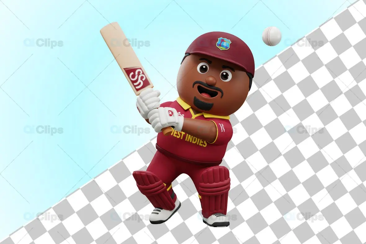 Cheerful West Indies Cricket Player 3D Illustration