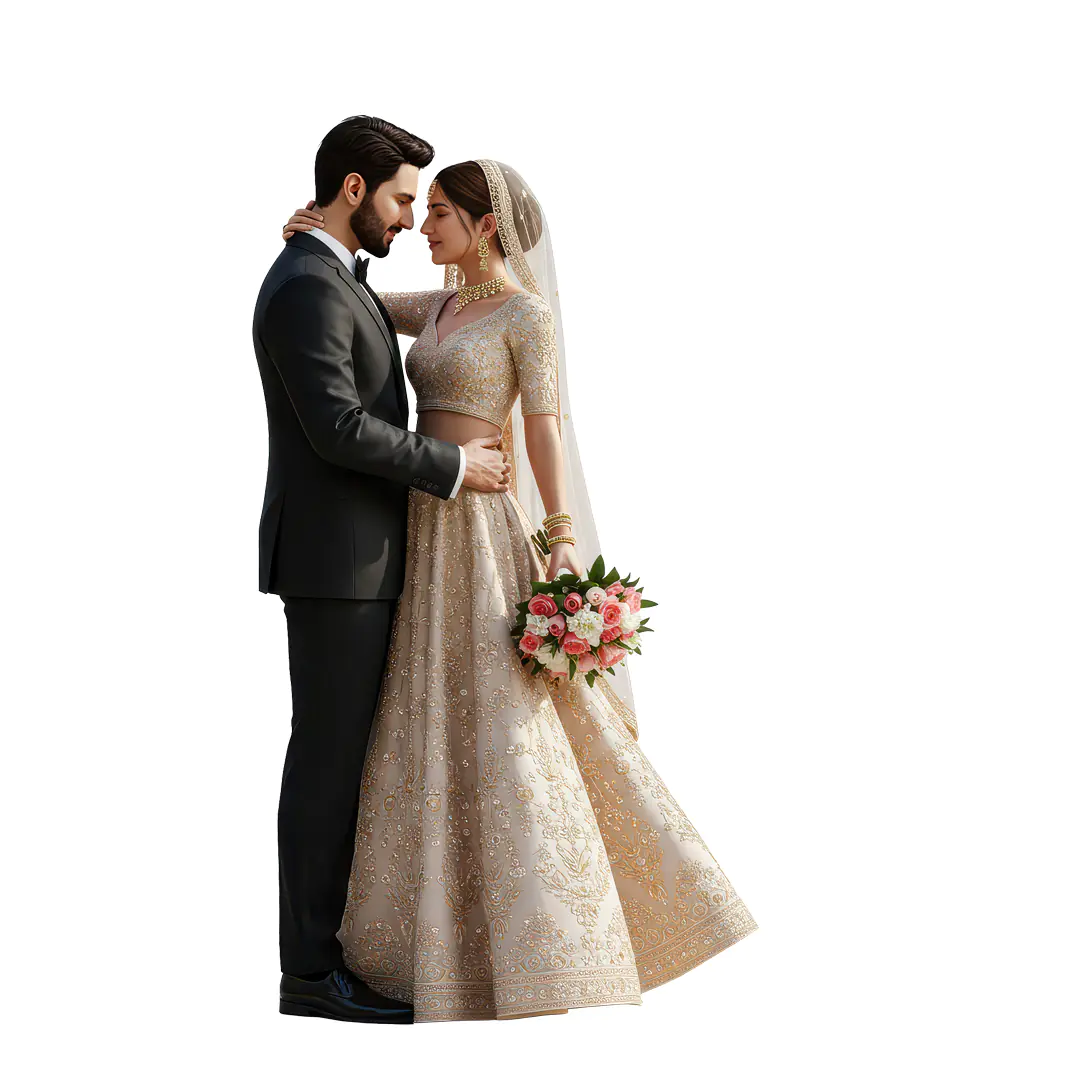 Indian Bride and Groom PNG for Wedding Invitations & Designs
