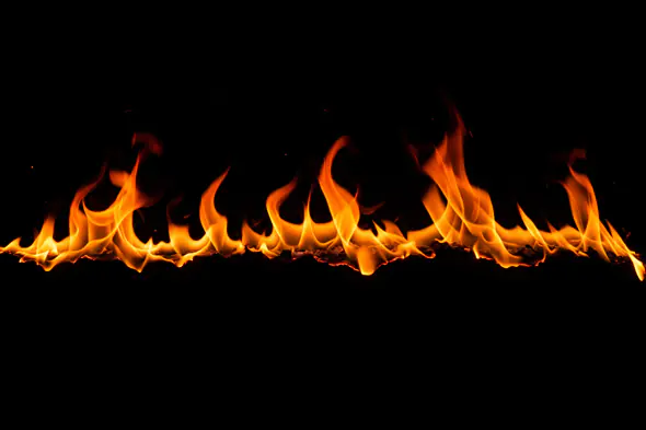 Sharp Rising Flame  on Black Background