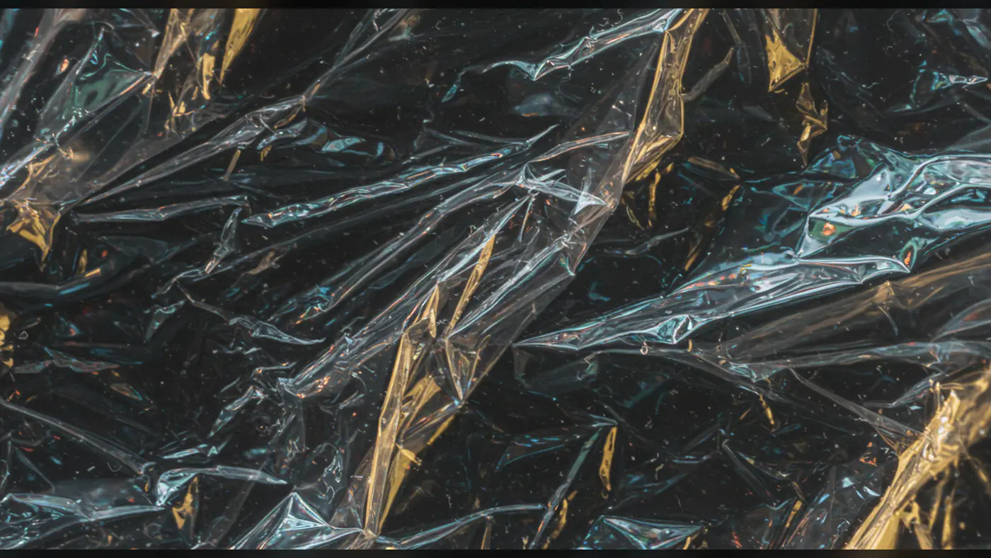 Wrinkled Transparent Plastic Foil Texture Background