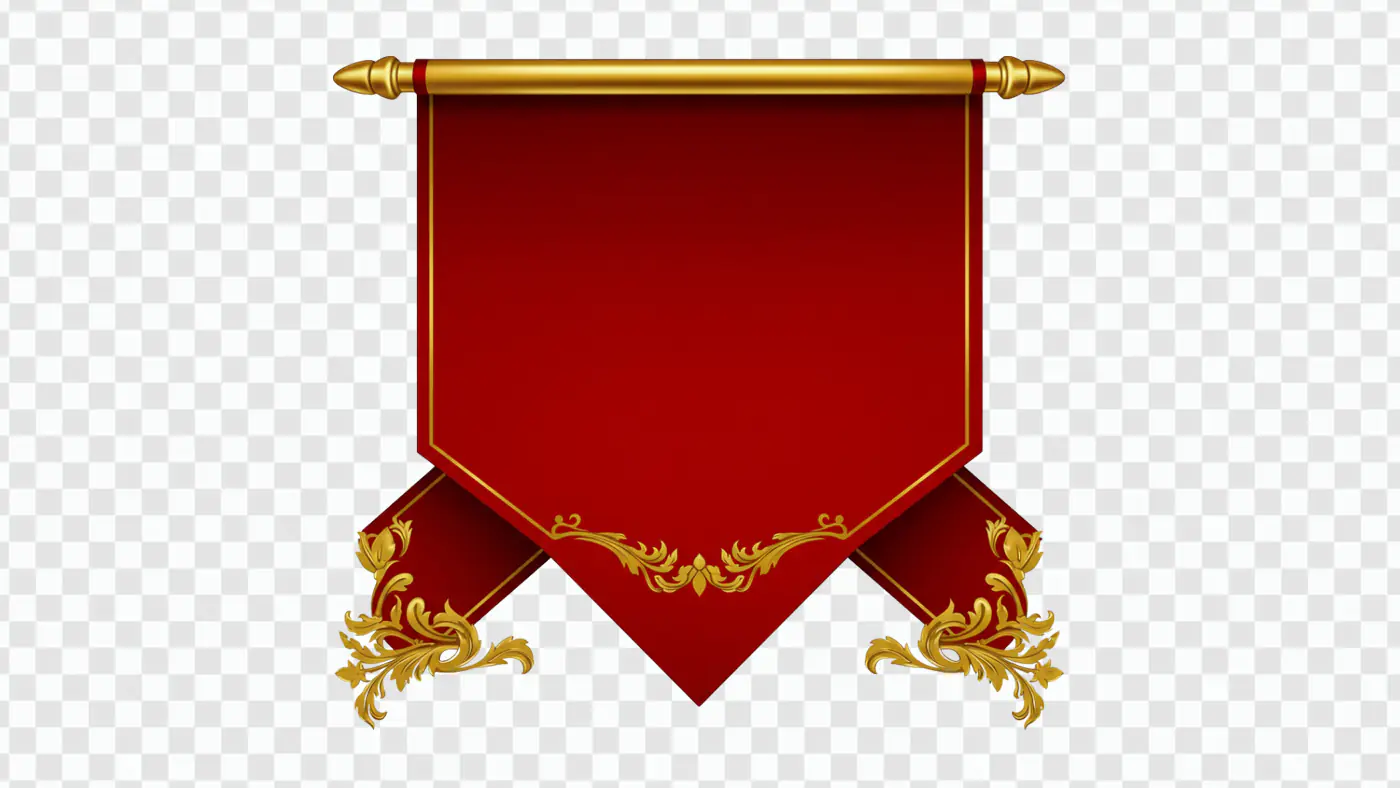 Red and Gold Ornamental Banner PNG Clipart for Luxury Designs