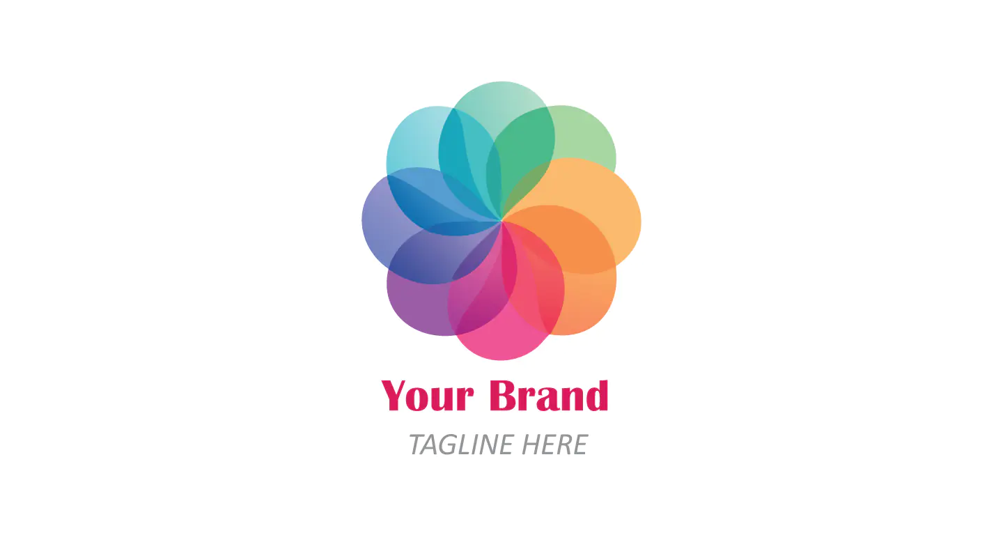 Overlapping Petals Flower Logo in Gradient Colors for Creative and Wellness Brands