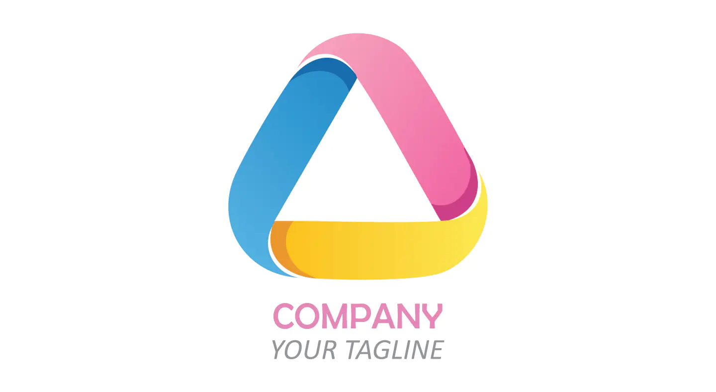 Modern Triangular Loop Logo with Blue, Pink, and Yellow Gradient for Creative Brands