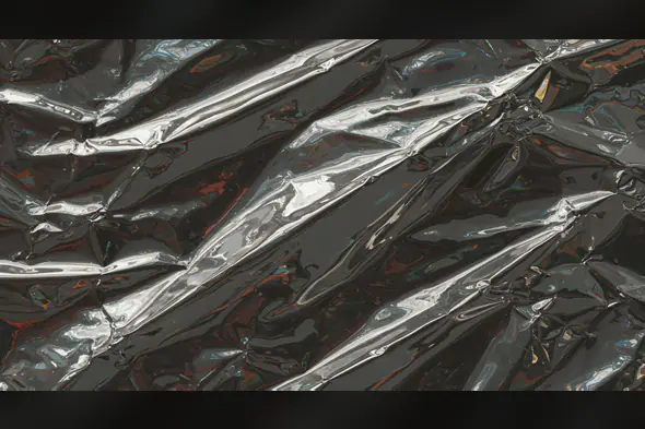 Dark Reflective Crinkled Foil Texture