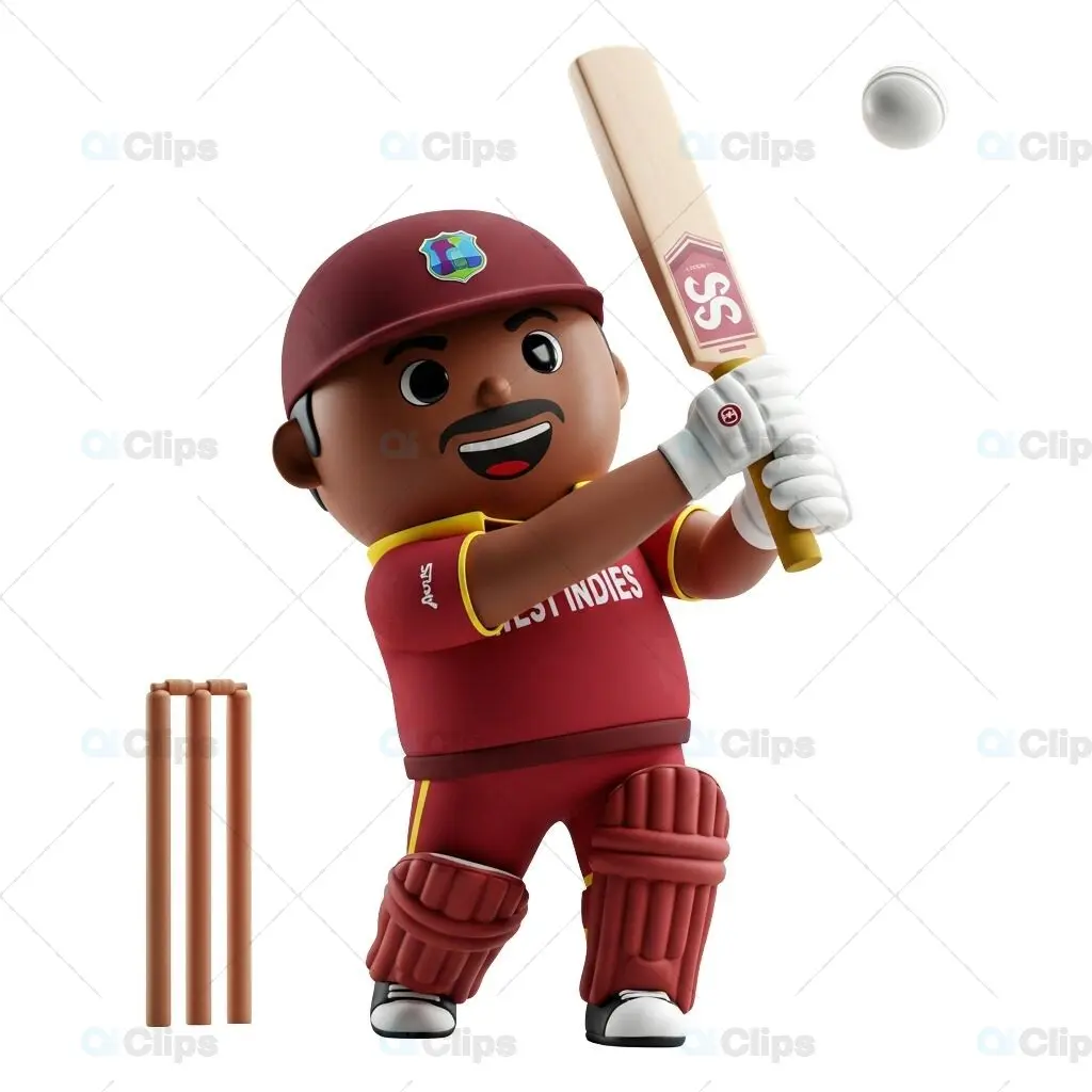 Smiling West Indies Cricket Player 3D Illustration