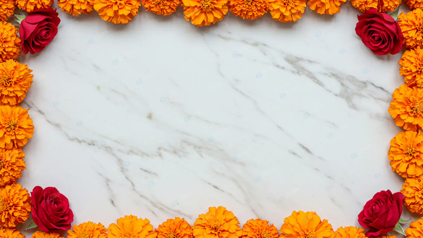 Marigold and Rose Marble Frame
