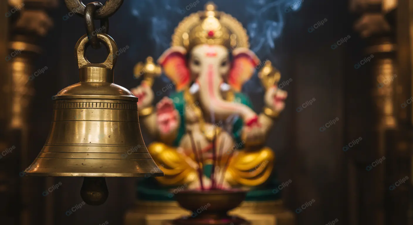 Sacred Bell Before Ganesha Idol