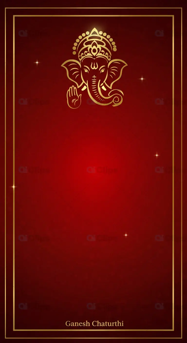 Ganesh Chaturthi Red and Gold Frame Template