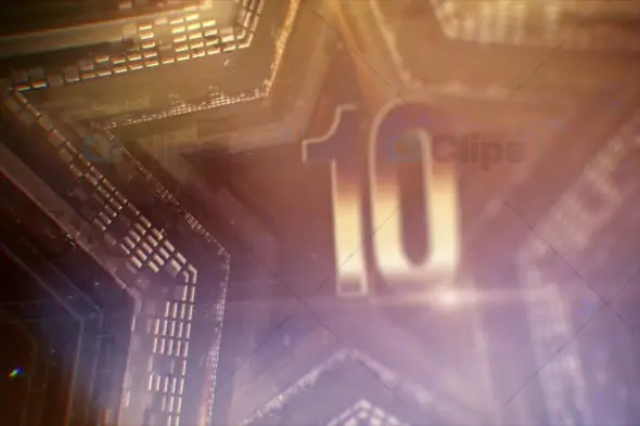 Gold Star Countdown Animation with Light Effects