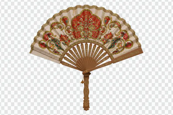 Traditional Indian Decorative Hand Fan PNG