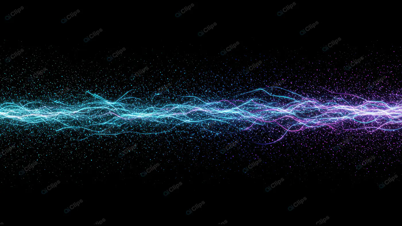 Electric Energy Pulse with Blue and Purple Particle Streaks on Black Background