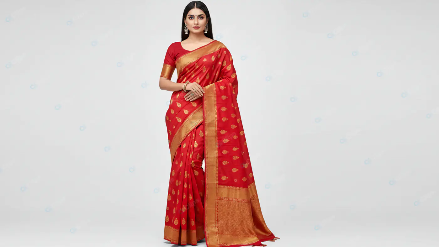 Vibrant Red Silk Saree