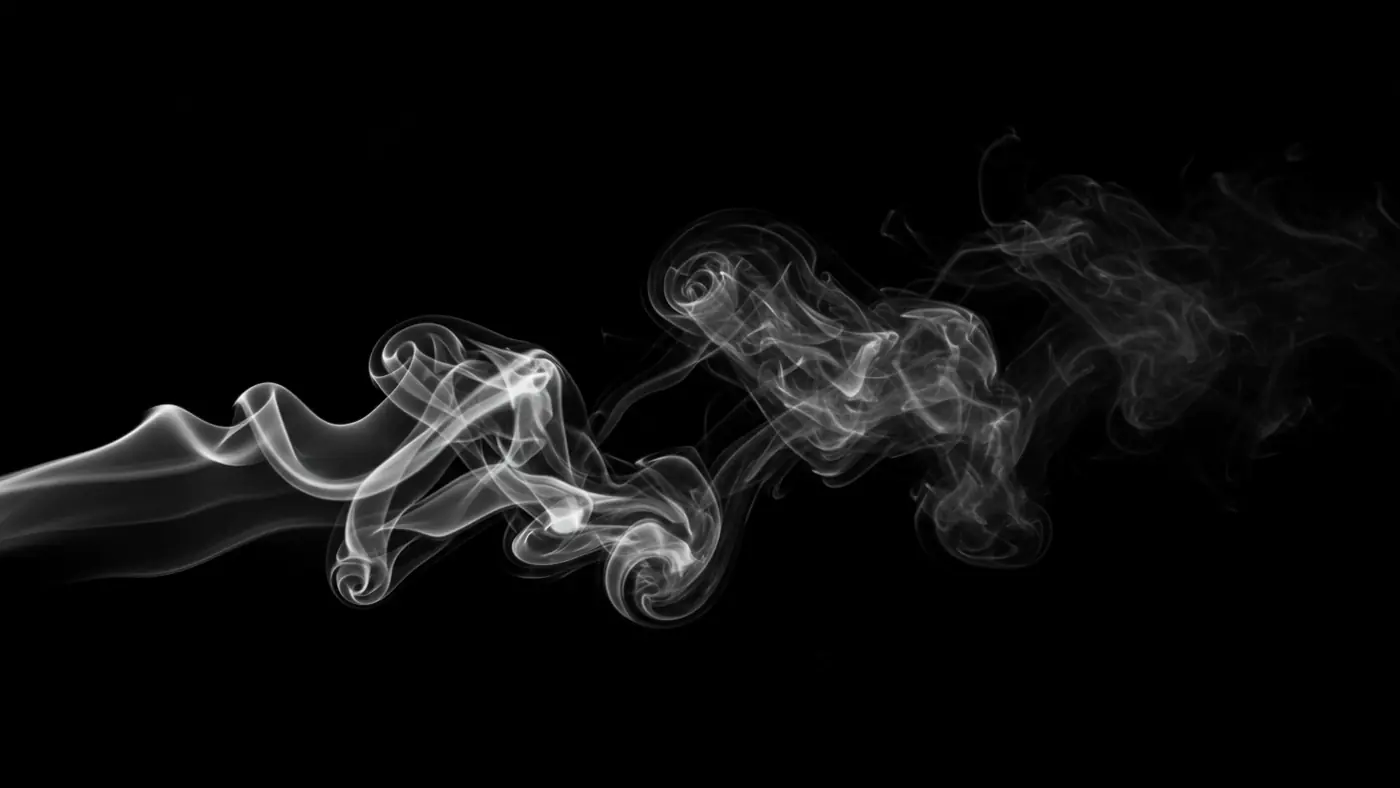 Curled White Smoke Trail Overlay on Black Background