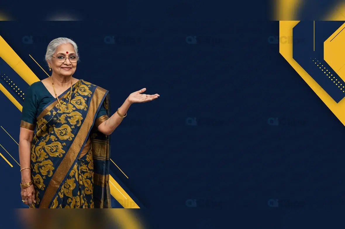 Woman in Saree with Meaningful Gesture