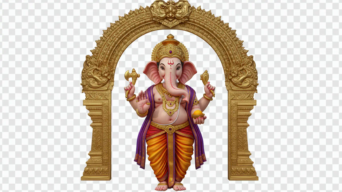 Ornate Ganesha under Golden Archway