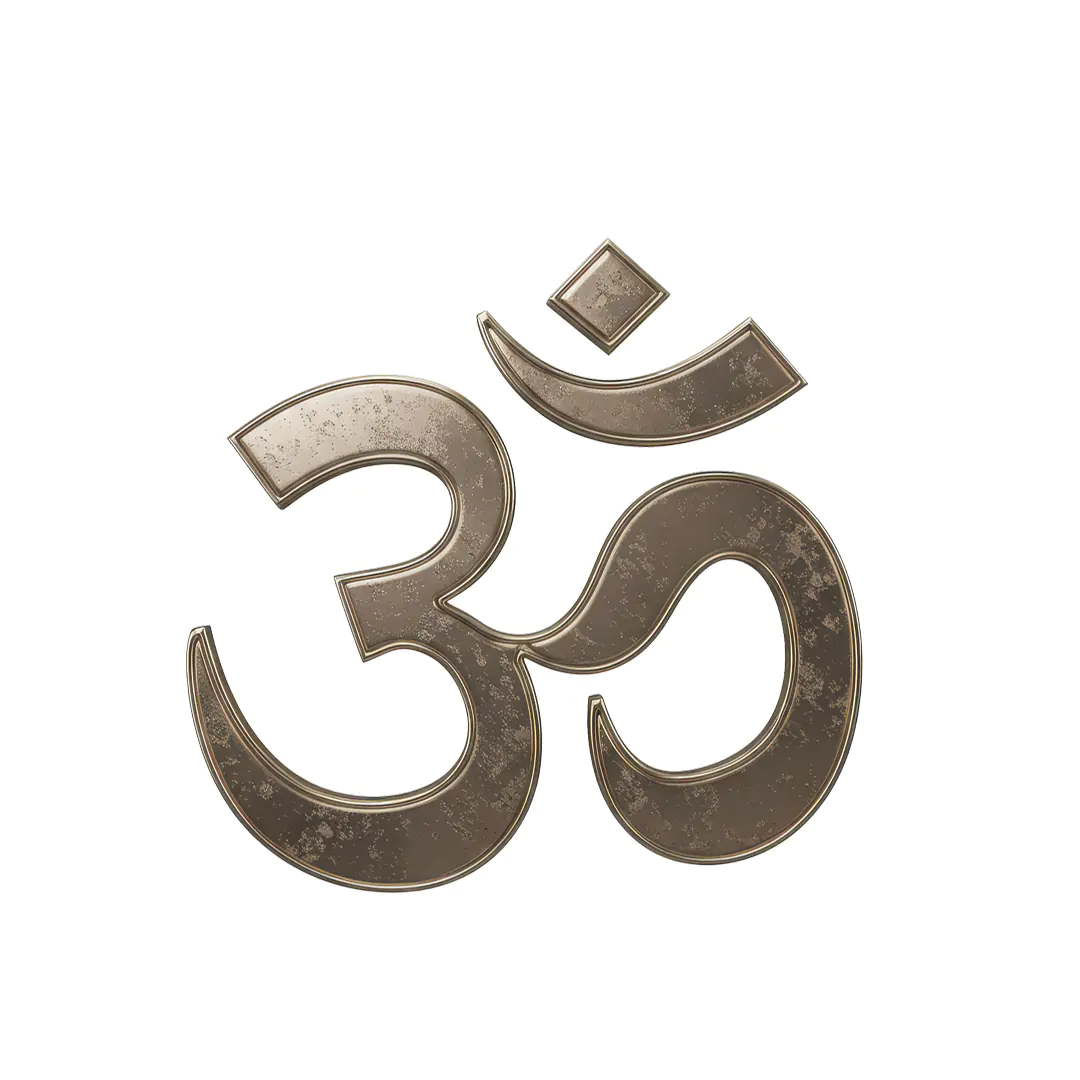 Distressed Metal Om Symbol PNG – Transparent Background for Spiritual Designs